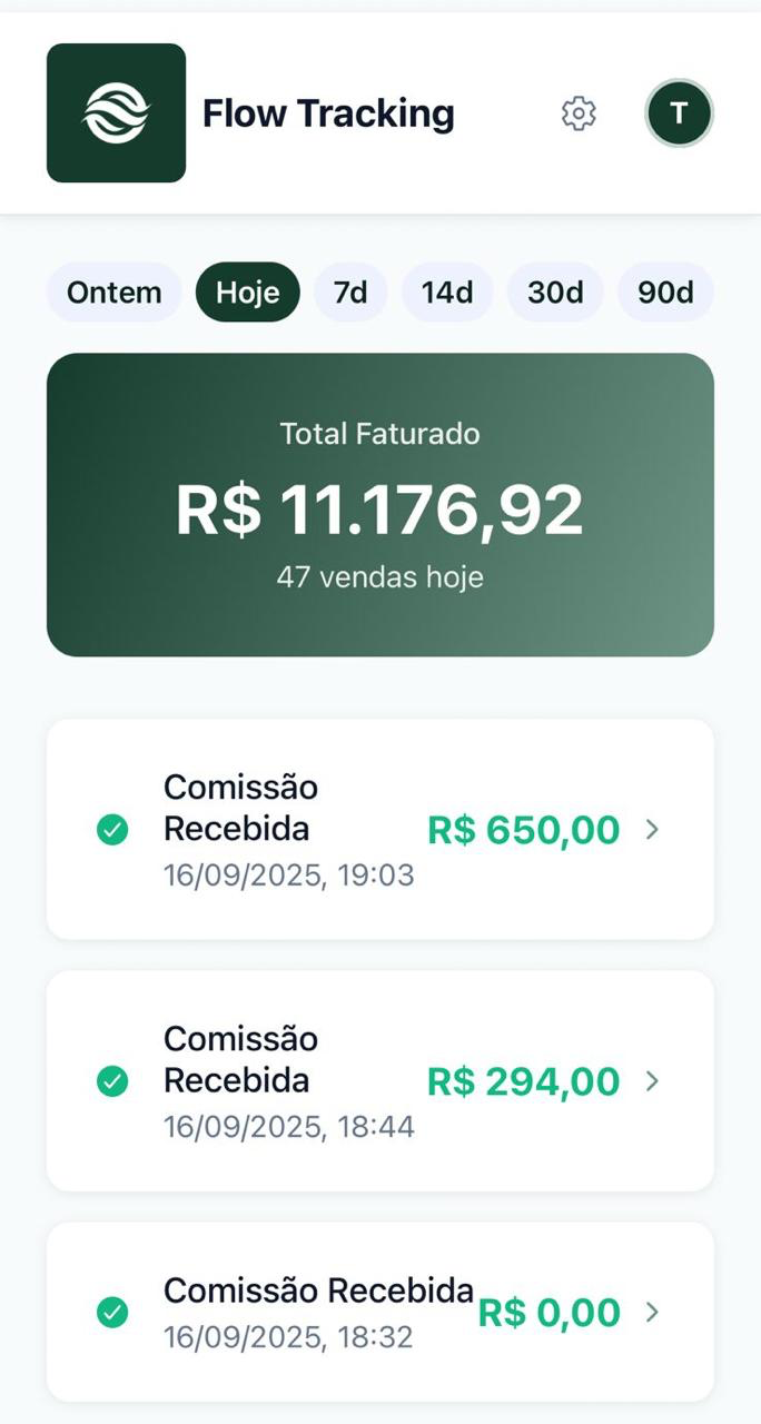 Pessoa acompanhando os resultados da Flow Tracking pelo celular